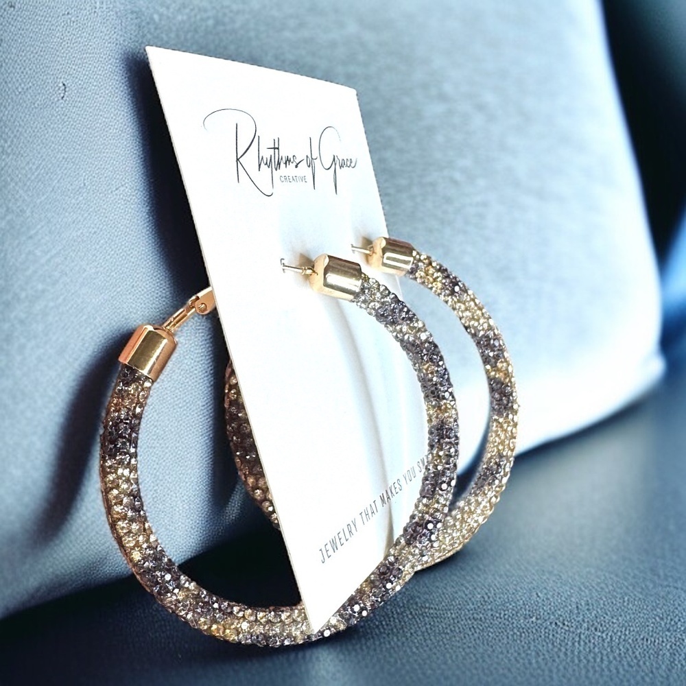 Shimmering Elegance: Multicolor Glitter Hoops - NWT Rhinestone Earrings